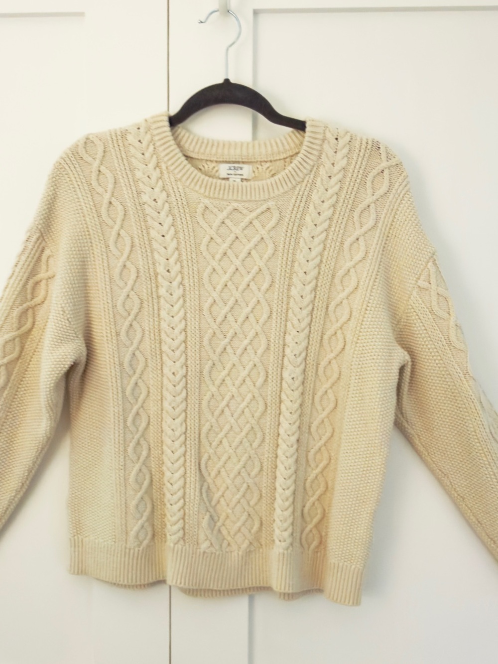 J Crew Ivory Cable Knit Crewneck Sweater - Women - Picture 5 of 10